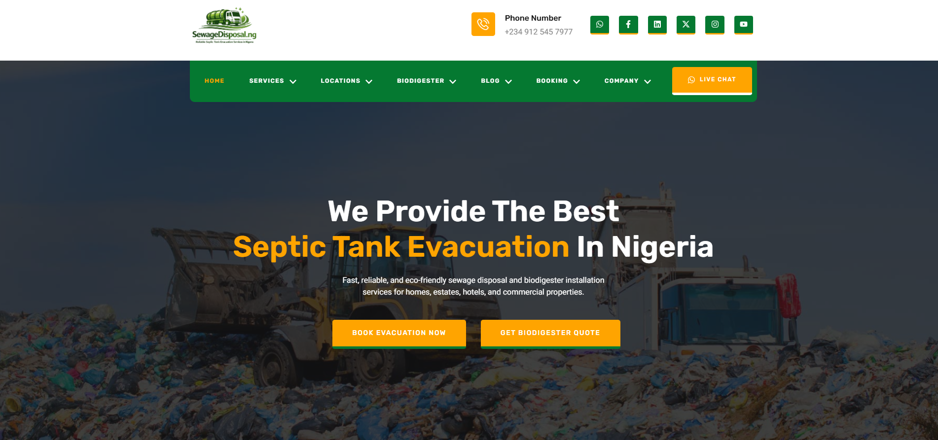 sewage disposal website design in nigeria by digito webs